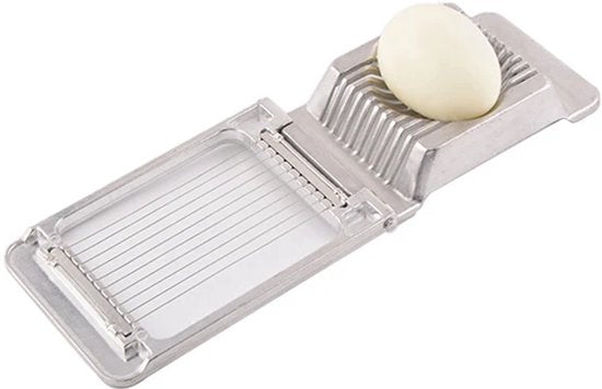 TTD® Stainless Steel Egg Slicer Natural - Coupe-œufs en acier inoxydable avec fil d'aluminium pour des tranches d'œufs parfaites