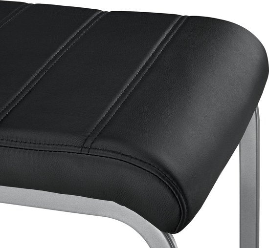 2 Chaises de salle à manger / chaise - Vegas - Cuir synthétique - Noir