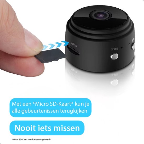 Tech Essentials Mini caméra cachée - 1080P - Avec APP WiFi - Caméra de sécurité micro secrète - Intérieur - Espionner - Ecouter - Noir