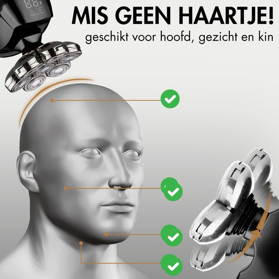 Rasoir 6-en-1 pour homme - Tondeuse - Tondeuse - Sansbeauté® Skull Sharp PRO - Rasoir électrique pour le visage et la tête - Rasage de la tête - Wet & Dry - Chargement sans fil - Électrique