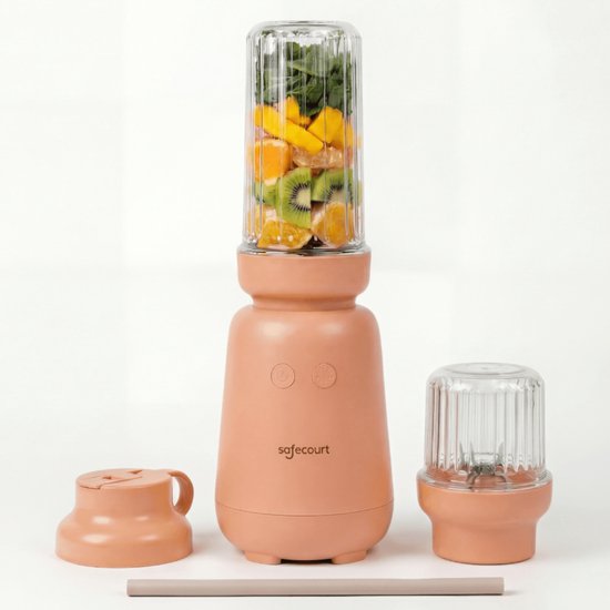 Safecourt Kitchen PureBlend - 1000W Smoothie maker - BPA free - includes to-go drinking lid + straw- Premium Tritan blend cups -Pink
