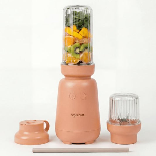 Safecourt Kitchen PureBlend - 1000W Smoothie maker - BPA free - includes to-go drinking lid + straw- Premium Tritan blend cups -Pink
