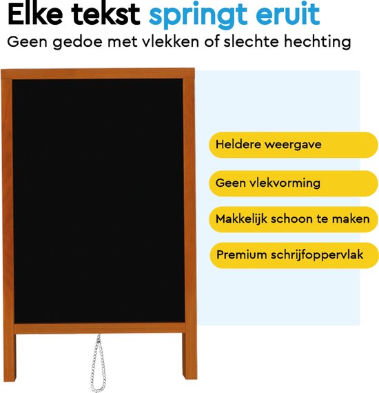 BRASQ Chalkboard Mahogany - 55x 85 CM - Tableau noir - Enseigne publicitaire - Enseigne de trottoir - Simple face - pour l'intérieur et l'extérieur - Hospitality