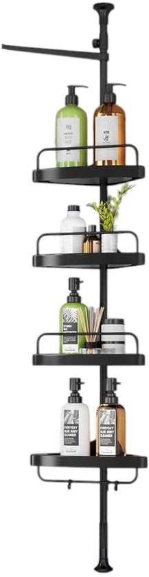 Support de douche Air Corner - Télescopique sans perçage - 4 couches - Accessoires de salle de bain - Suspension - Douche - Supports - Supports - Bain - Panier - Etagère - Suspension - Suspendable - Ventouse - Autocollant - Noir