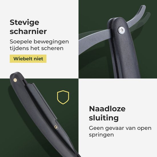 Gandria Shavette Open Razor - Classic Flip Razor - Barber & Barber Knife - Safety Razor - Straight Razor for Men - Incl. 60 Razors