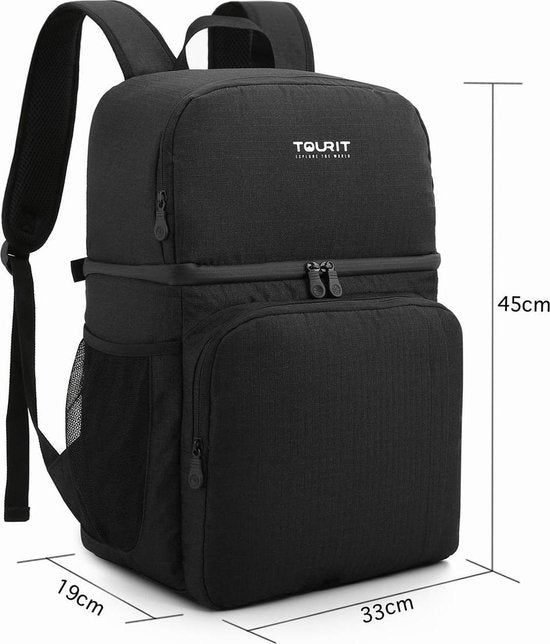 Sac à dos isotherme (28L) - Contient 16 canettes - Sac à lunch pour femmes et hommes - Noir
