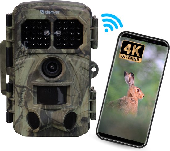 Caméra Denver avec vision nocturne et WiFi - 4K Ultra HD - 48MP - WiFi - TrailCam GO app - Ecran LCD - Etanche - WCT8026