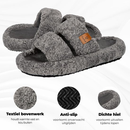 Chaussons Dames - Chaussons - Taille 42/43 - Gris - Antidérapant - Comfeet