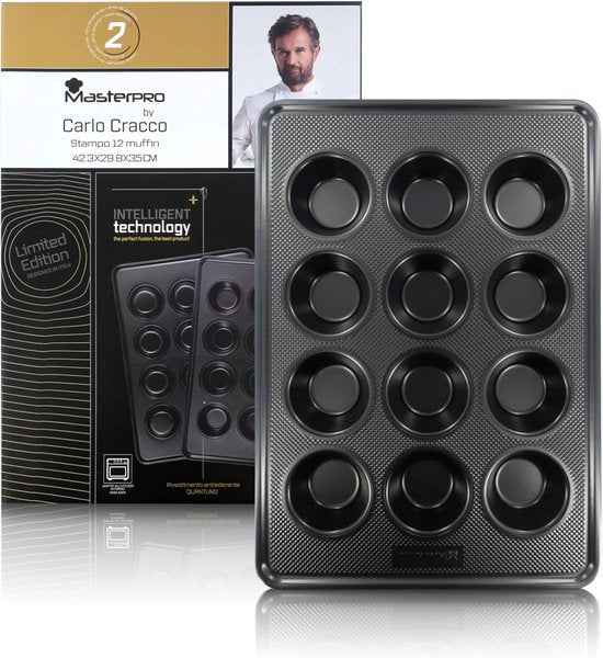 Masterpro - Carlo Cracco - Moule à pâtisserie - Muffin - 12 - Edition limitée