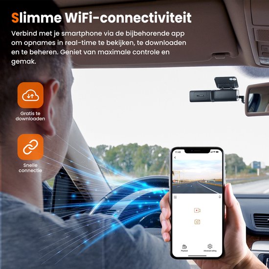 Dashcam pour voiture avant et arrière - 4K et 64GB - Double Dashcam - Capteur G et fonction Time-lapse - Noir - by Faas