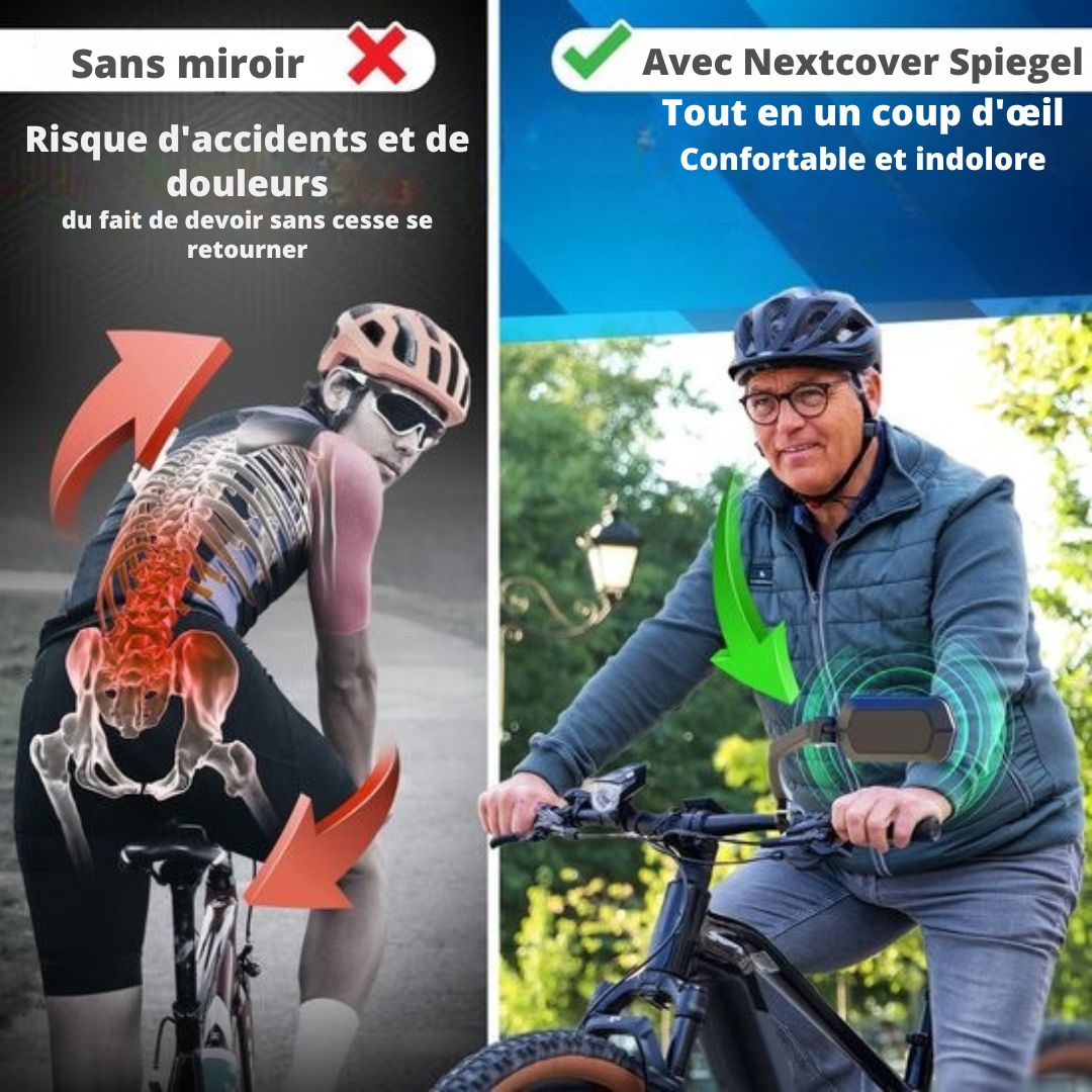 Rétroviseur vélo e-bike gauche - NEXTCOVER® - avec verre ProVision - monté sur le guidon - noir
