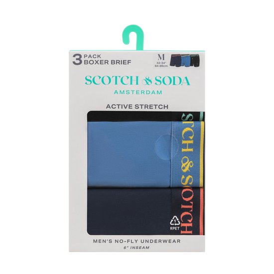 Scotch & Soda Active Stretch Boxer Shorts - Hommes - Lot de 3 - Performance Fit - Multi Size S