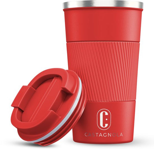 Tasse thermos Castagnola - Tasse à café à emporter - Tasse de voyage pour café et thé - Tasse à thé - 510 ML - acier inoxydable - Rouge