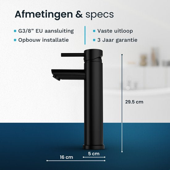 Mirlux Robinet de lavabo noir - Mélangeur de lavabo salle de bain - Robinet de lavabo - Robinet de lavabo / WC - Robinet - Robinet d'eau froide et chaude - Robinet de toilette eau froide et chaude