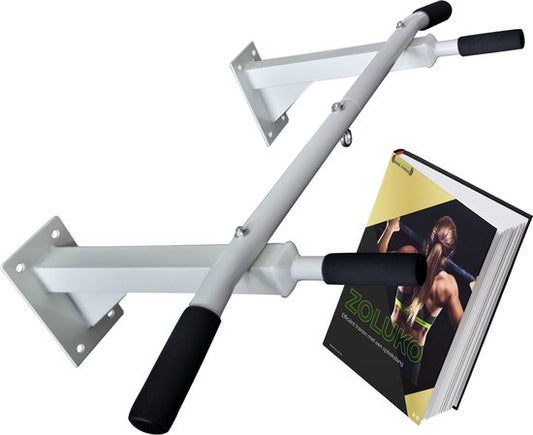Zoluko Professional Pull Up Bar Wall Mount - Including E-book - 150kg Carrying Capacity - Easy Mounting - Pull Up Bar Fitness - Pull Up Station for Home Sports - Chin Up Bar - White