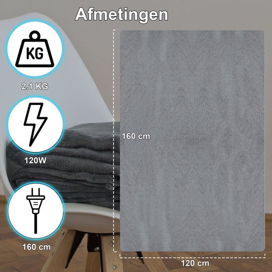 Couverture électrique Sanbo, 120 x 160 cm, lavable en machine, Couverture chauffante