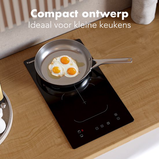 KitchenBrothers Table de cuisson à induction - Table de cuisson à induction encastrable - 30 cm - 2 zones - 1x Flexzone - 1 phase - Jusqu'à 3300W - Noir