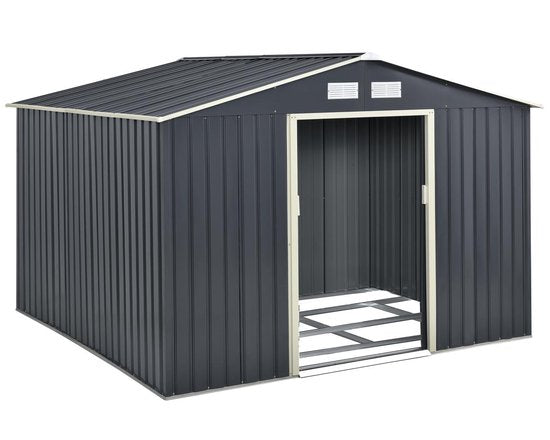 Abri de jardin XXL Juskys- 277 × 319 × 192 cm - Abri à outils - Anthracite
