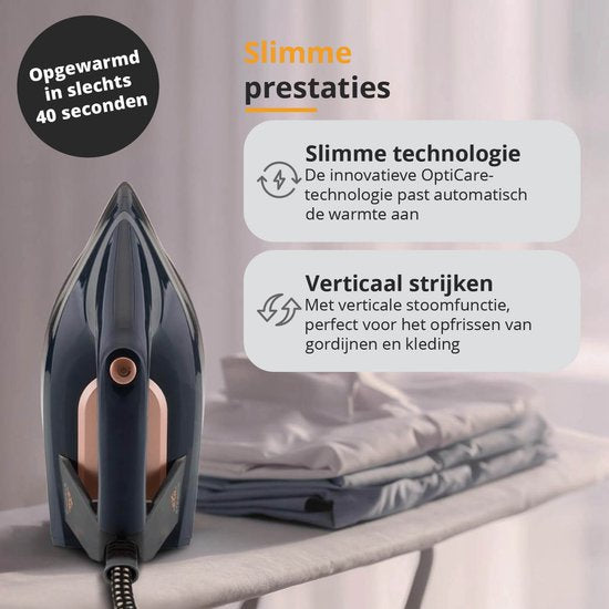 ETA Steamio Fer à repasser à vapeur avec réservoir d'eau et mode ECO - Fer à repasser avec générateur - Chauffe en 40 secondes - Anti-calcaire et anti-goutte - Noir/Or