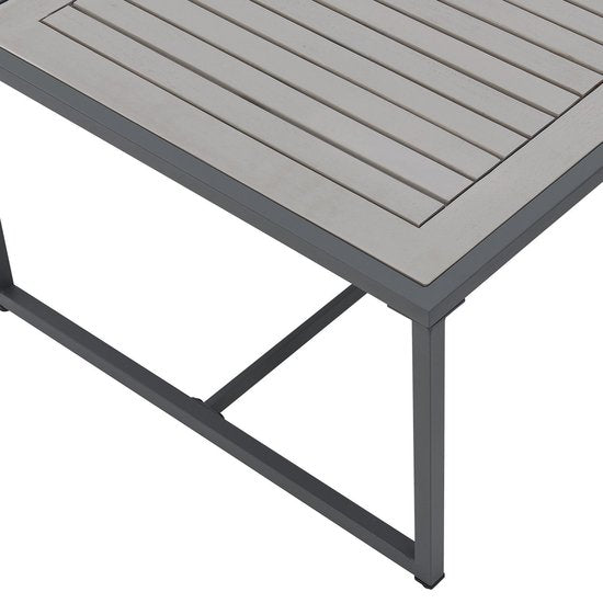 Juskys Lounge Set / Garden Set St. Tropez - 4 personnes - Acier / Bois - Gris foncé - Table incluse