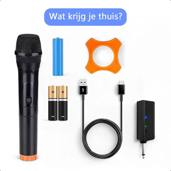 Tech Essentials Microphone sans fil - Récepteur USB-C - Karaoké - ASMR - Studio - Convient à la boîte de fête - Jack 3,5-6,3 mm
