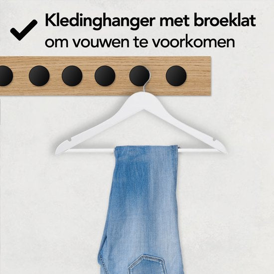 Infinity Goods 30 cintres en bois blanc - Cintre - Règle pour pantalons et encoches - Crochet en métal - Adultes - 30 pièces - Blanc