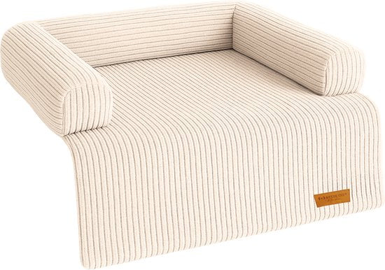 By Cee Cee Original Dog Rug Bench - Panier pour chien - Premium - Entièrement zippé - Tissu côtelé - Beige - 120x90 - Taille L