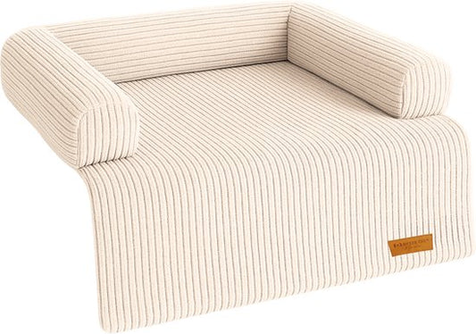 By Cee Cee Original Dog Rug Bench - Panier pour chien - Premium - Entièrement zippé - Tissu côtelé - Beige - 120x90 - Taille L