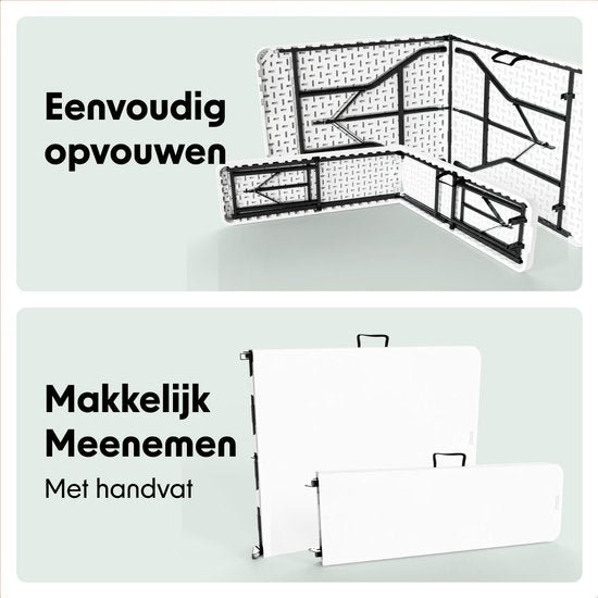 LifeGoods Set de pique-nique pliable - 180cm x 74cm - Table de jardin avec 2 bancs - Résistant aux intempéries - Table de camping - Table à bière pliable - Pour l'intérieur et l'extérieur - Pour 6 à 8 personnes - Blanc