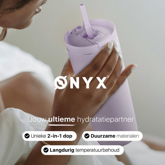 ONYX Bouteille à boire avec paille 700ML - Bouteille d'eau pour enfants et adultes - Mug Thermos Mug de voyage en acier inoxydable - Buvette de motivation - Tasse à boire pour l'école - Violet pastel