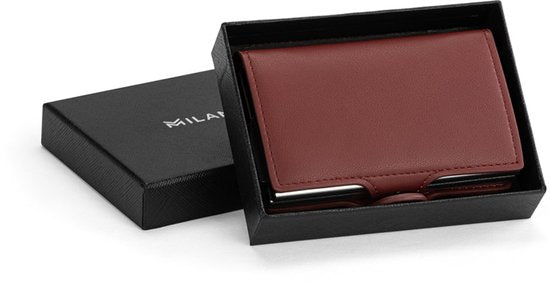 Milanoro - Protège-cartes bancaires compact avec technologie RFID blocking - Marron foncé - Double protège-cartes bancaires