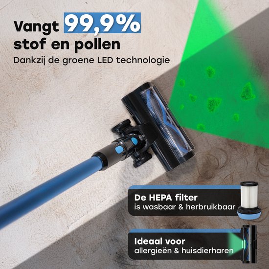 Ølven Aspirateur balai CleanMax - Sans fil - 400W - Dépoussiéreur - Batterie 55Min - Aspirateur sans sac - Fonction Aroma