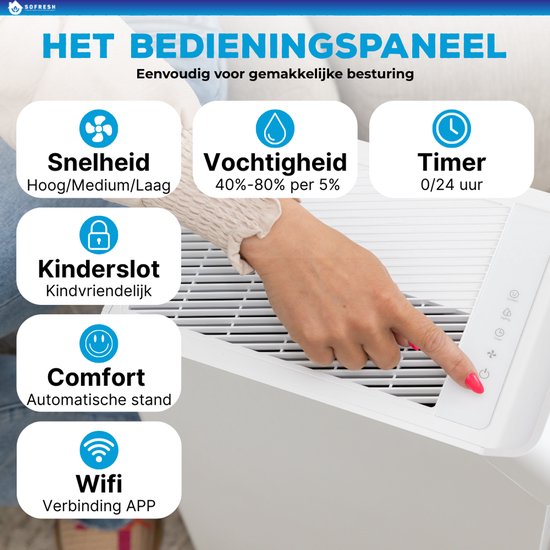 Sofresh déshumidificateur 25 litres par jour - Déshumidificateur et déshumidificateur pour cave, salle de bain, grenier et salon - Blanc