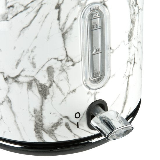 Marble Kettle retro - Impression marbrée - Utilisation sans fil - Métal - Filtre à eau anti-brûlure - Grande capacité de 1,7L pour 8 tasses de thé - Sans BPA