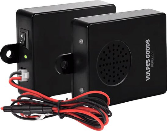 Vulpes Goods® Repellent - Martre Repellent Car 12V - Mouse Repellent - Pest Repellent with Variable Ultrasonic & Flash Lights - Stone marten Repellent - 6in1 - Outdoor - Extérieur - Version PRO