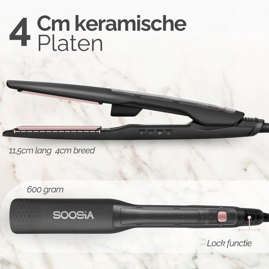 Soosia SteamStyler - Fer à lisser et à friser à vapeur - Technologie vapeur - Réglable de 100°C à 230°C