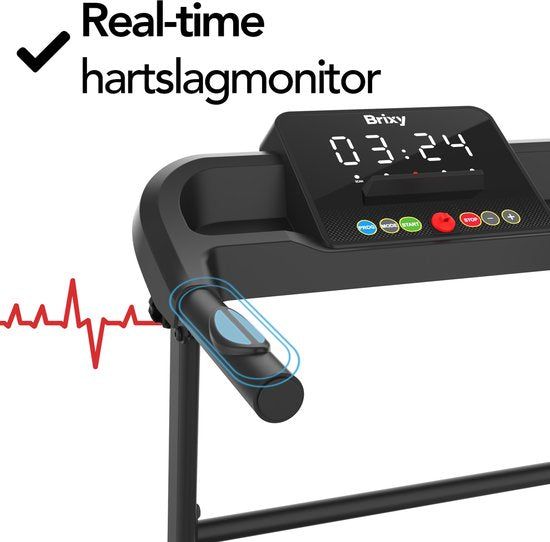 Brixy Treadmill - Pliable - Tapis de marche - 12 programmes - Support pour tablette - Fonction d'inclinaison - Tapis de course - 1-12km/h