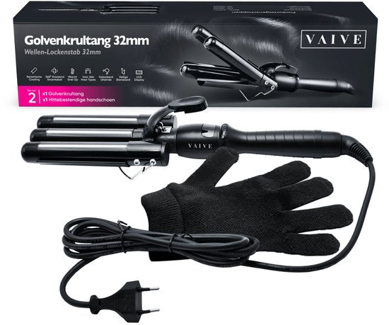 Vaive Gaufrier 32 mm - Ondes de plage - Fer à boucler - Fer à boucler - Waver - Revêtement céramique
