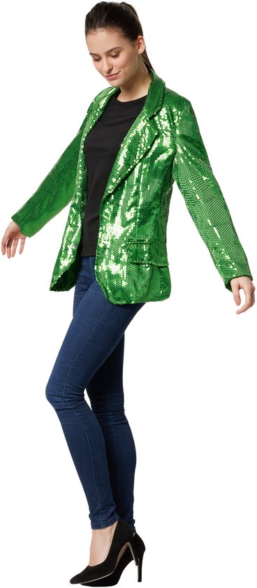 Dressforfun Manteau à paillettes dames vert S - Déguisement costume halloween partywear carnaval costume partywear - 303861