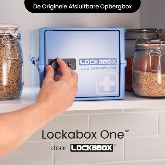 Lockabox One™ Boîte de rangement avec serrure à chiffres - Armoire à pharmacie verrouillable - Coffre-fort en polycarbonate - Résistant au réfrigérateur et au congélateur - 10,5 litres - 31 x 21 x 17 cm.