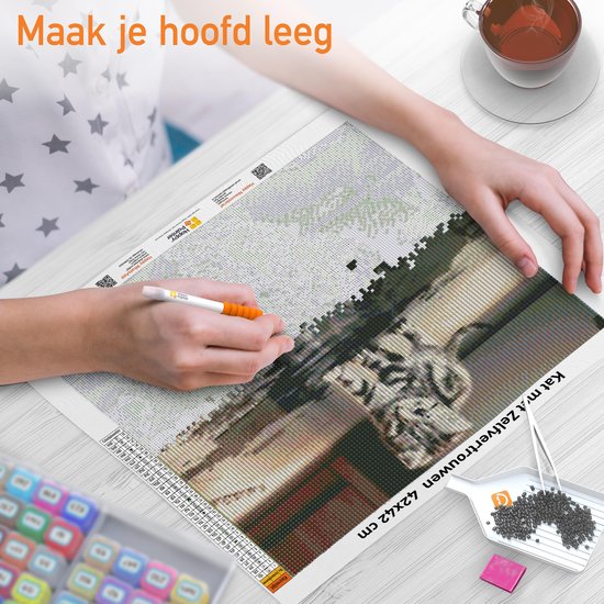 Happy Painter peinture au diamant adultes et enfants - chiots dans le jardin - 30x40 cm - peinture au diamant paquet complet