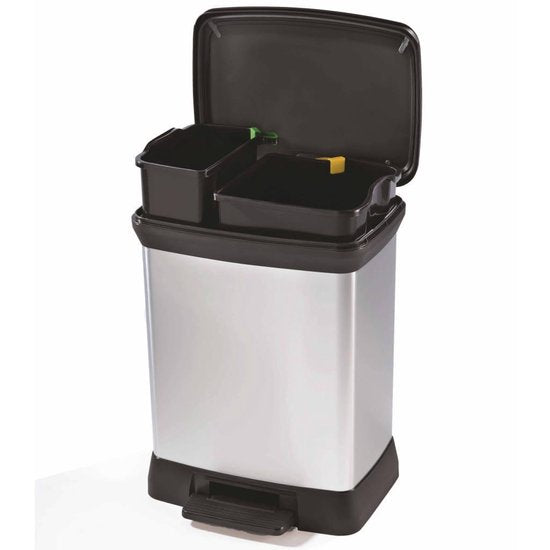 Curver Poubelle à pédale Deco duo 28 L argent 240638