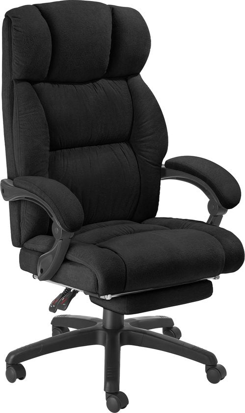 tectake® Luxury Office Chair - Chaise de direction ergonomique avec repose-pieds et repose-tête - Chaise de bureau ou de bureau avec revêtement en velours épais - Chaises de bureau pour adultes - Rotation douce, avec roulettes - Dossier et hauteur réglabl