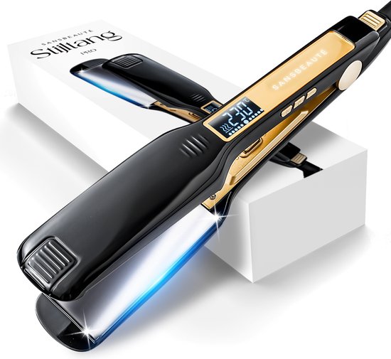 Sansbeauté® Professional Straightener - 2 in 1 - Curling tongs - Straighteners - Hair Straightener - Fast Warm-up - 80℃ to 230℃ - Straightening & Curling - ION technology