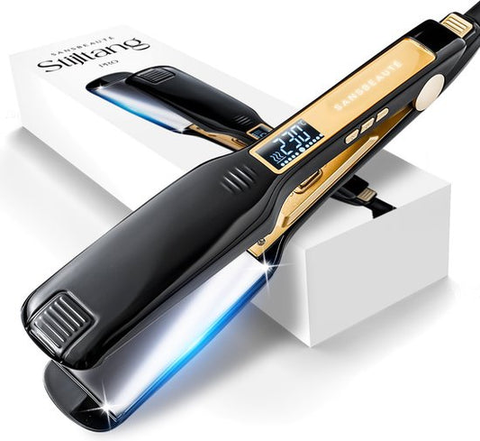 Sansbeauté® Professional Straightener - 2 in 1 - Curling tongs - Straighteners - Hair Straightener - Fast Warm-up - 80℃ to 230℃ - Straightening & Curling - ION technology