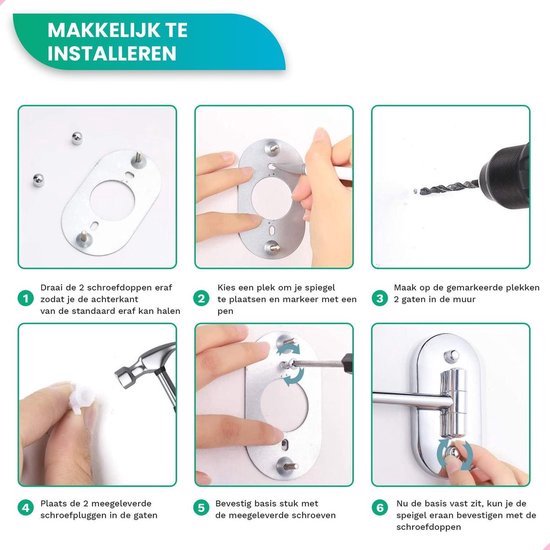 Mirlux Miroir de maquillage avec éclairage Led - rechargeable - grossissement 5X - miroir grossissant avec lumière - miroir de rasage - miroir de salle de bain - noir