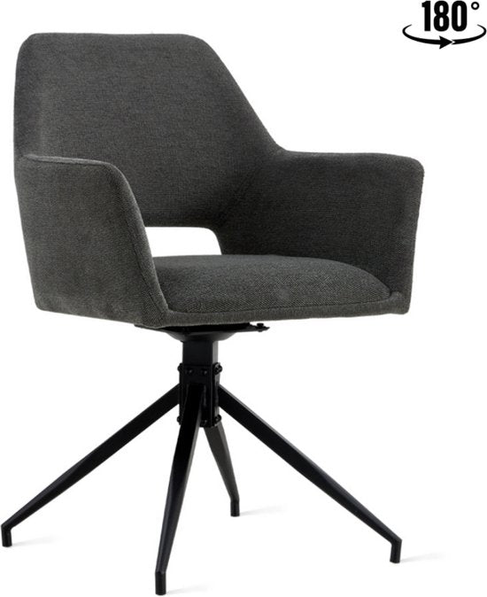Multifurn - Chaise de salle à manger 'Tess' (velours, anthracite, lot de 2)