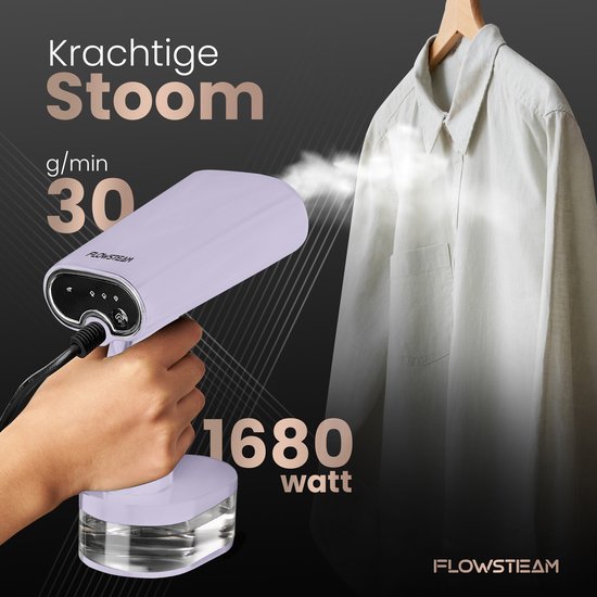 FLOWSTEAM® Luxury Clothes steamer - Défroisseur à main - Vêtements à la vapeur - Lavender Edition