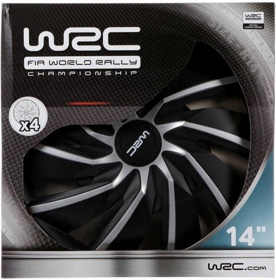 Enjoliveurs WRC 14 pouces - argent/noir - 4 pièces