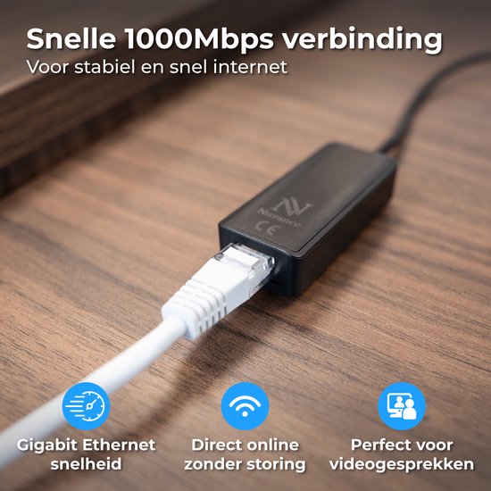 Nuvance Ethernet Adapter - USB C - 1000 Mbps - USB C to Ethernet - Internet - Network - Lan - Adapter